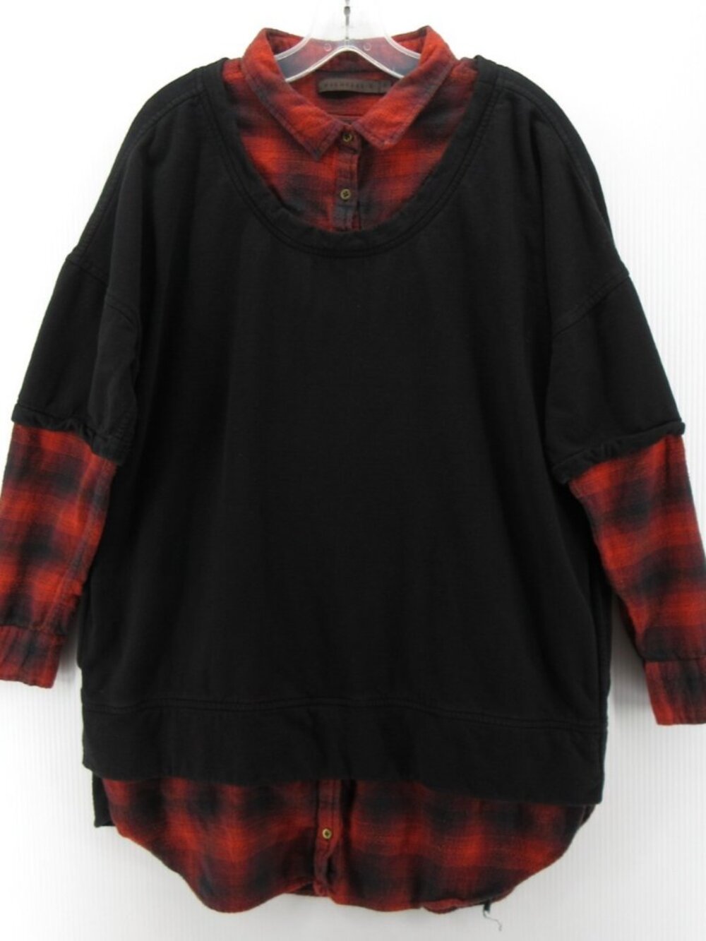 Nicholas K Sweatshirt Small Red Flannel Shirt insert Oversize Grunge